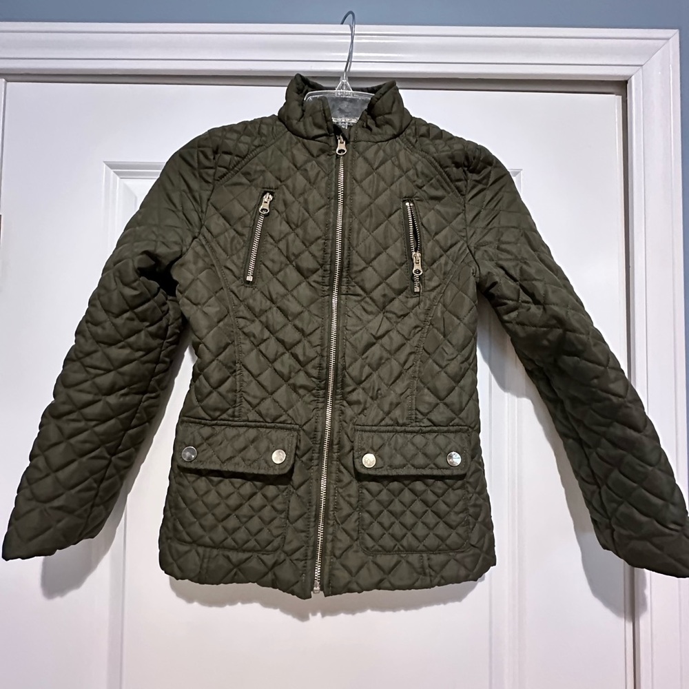 Girls Green Quilted Jacket Size 7/8